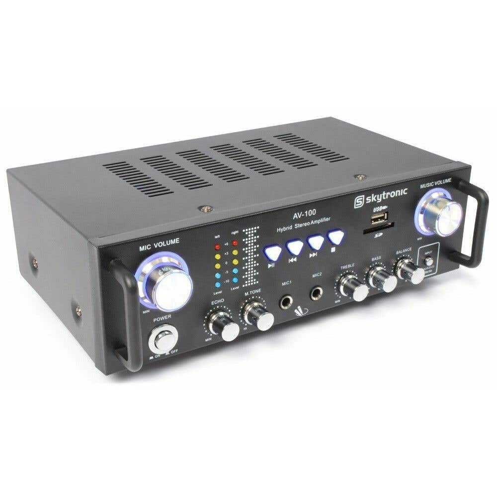 SkyTronic AV-100 - Amplificateur, puissance 2 x 50W, Port USB et SD