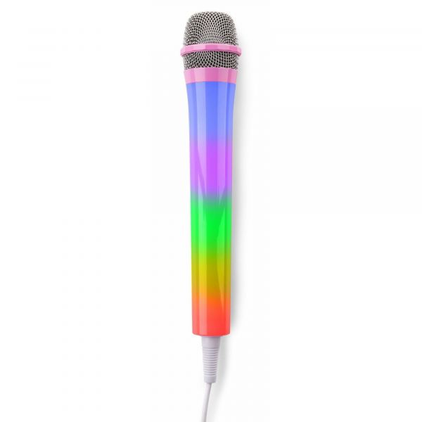 Fenton KMD55P Microphone filaire karaoké rose avec éclairage LED