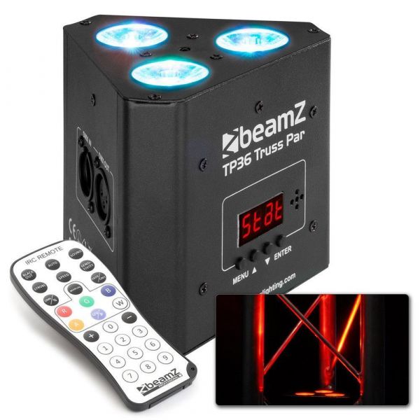 BeamZ TP36 - PROJECTEUR UPLIGHT PAR, 3x LED RGB-UV, mode DMX avec télécommande