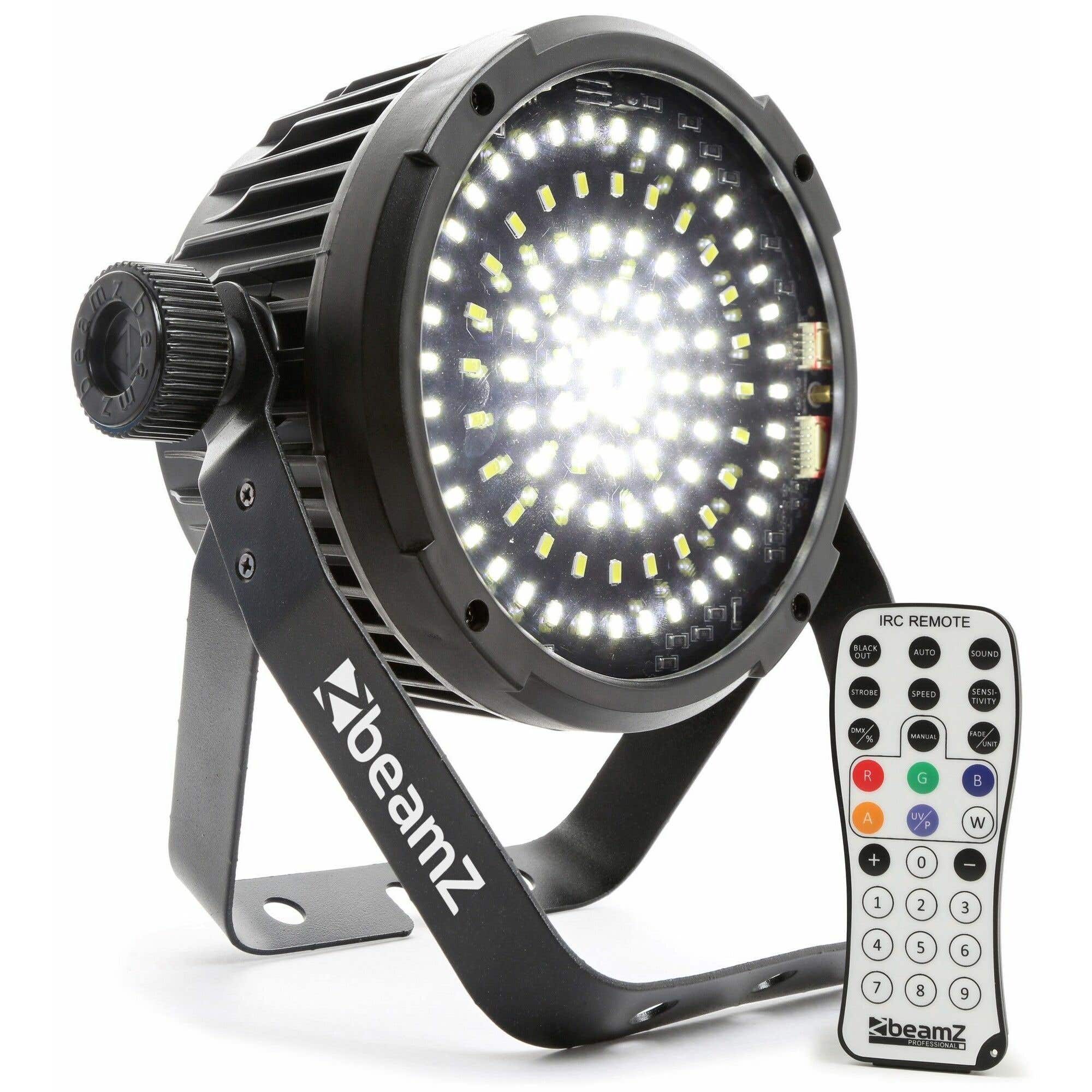 BeamZ BS98 - Stroboscope 98 LEDs, DMX, shows préprogrammés, télécommande infrarouge