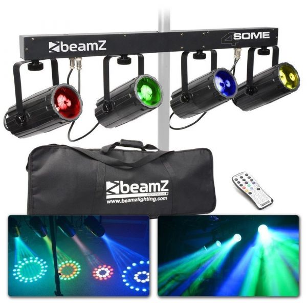 BeamZ 4-SOME - Set 4x Projecteurs, 228 LEDs, couleurs RGBW, puissance de 50W, avec barre en T