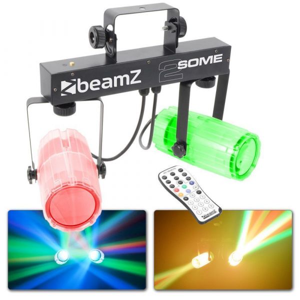 BeamZ 2-Some - Set avec projecteurs 2 x 57 LEDs RGBW, barre en T, avec télécommande
