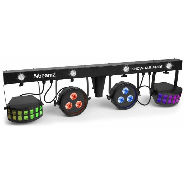 BeamZ Showbar LED - Barre en T, 2 x PAR 2 x Derby, Mode DMX avec télécommande et sacoche