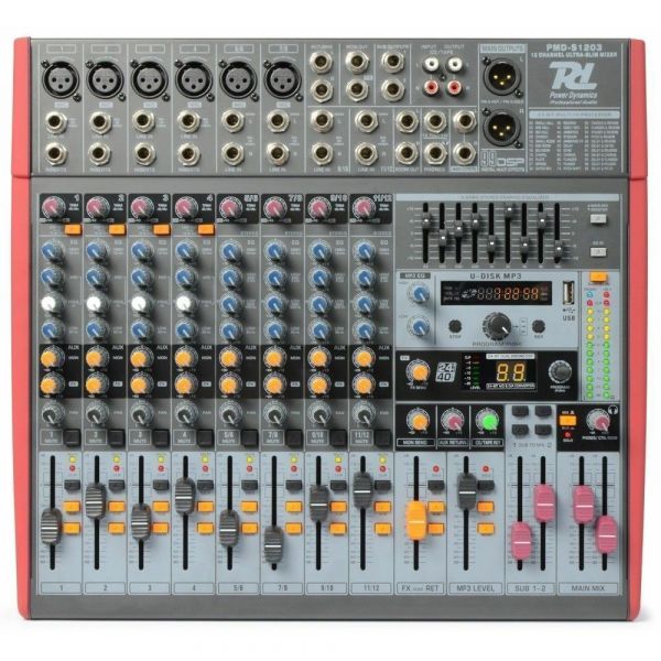 Power Dynamics PDM-S1203 - Console de mixage, 12 canaux, DSP/MP3/USB