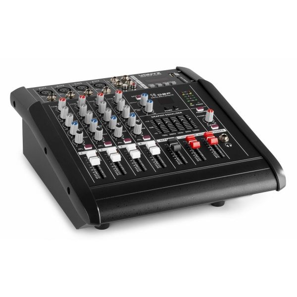 Vonyx AM5A - Console de mixage 5 canaux, amplificateur intégré, BT/MP3/USB/SD