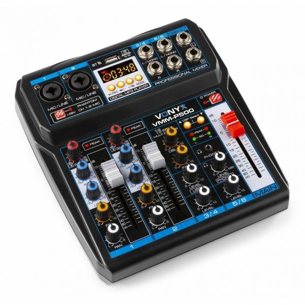 Vonyx VMM-P500 - Table de mixage, 4 canaux, Bluetooth, MP3/USB
