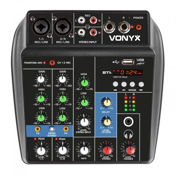 Vonyx VMM100 Table de mixage DJ 4 canaux - Avec récepteur Bluetooth