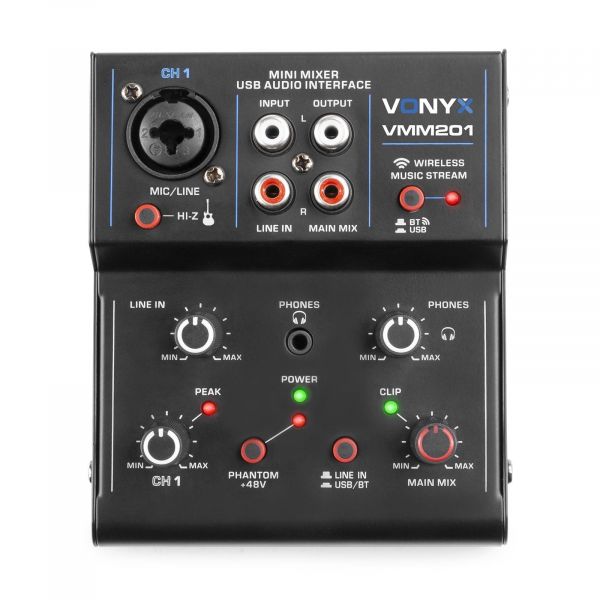 Vonyx VMM201 Mini Table de Mixage USB - 2 canaux