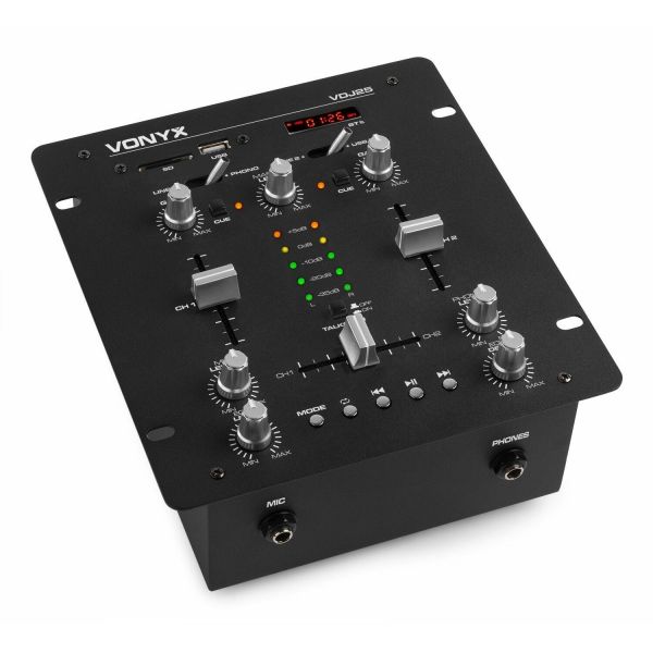 Vonyx VDJ25 Table de mixage 2 canaux avec amplificateur 2 x 50 W 