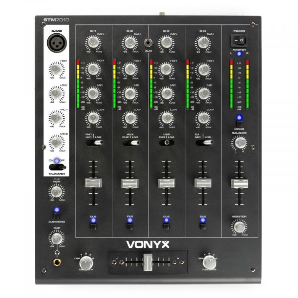 SkyTec STM-7010 - Table de mixage DJ 4 canaux, USB, Jack 3,5, interrupteur Talkover