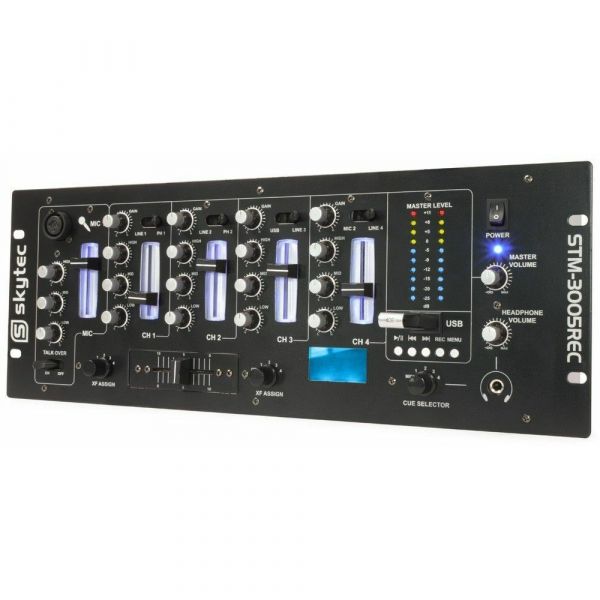 SkyTec STM-3005REC - Table de mixage 4 canaux, 6 entrées RCA, USB