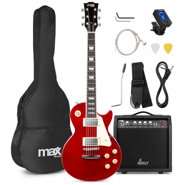 Max GigKit - Guitare Électrique Style LP Pack Débutant Ampli 40 Watts - Rouge