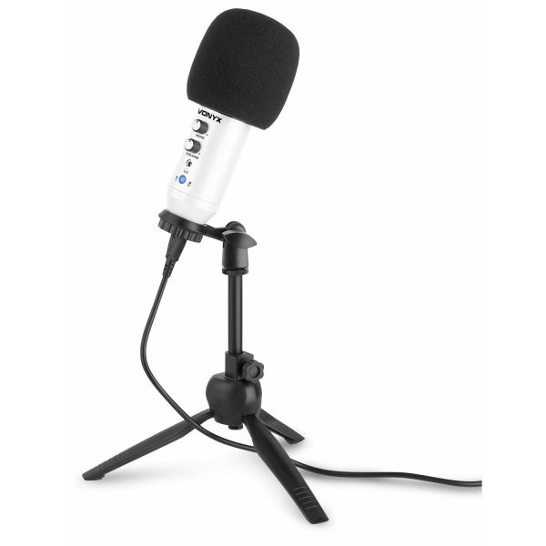 Vonyx CM320B - Microphone studio USB avec trépied - Blanc