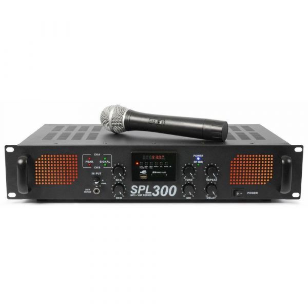 SkyTec 300VHFMP3 - Amplificateur professionnel, 2X 150 Watts, microphone sans fil