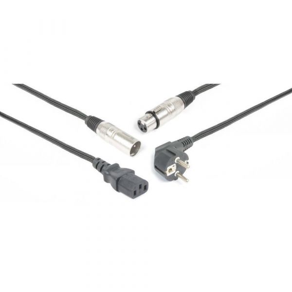 PD Connex Câble audio combiné cordon secteur - xlr f / iec f - xlr m - 20m