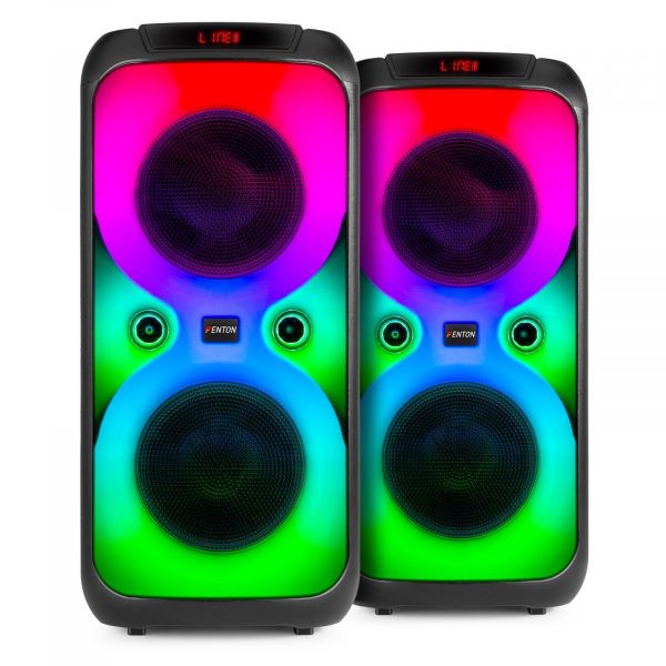 Pack 2 x Fenton BoomBox540 – Enceinte Bluetooth lumineuse avec LED, 240 W