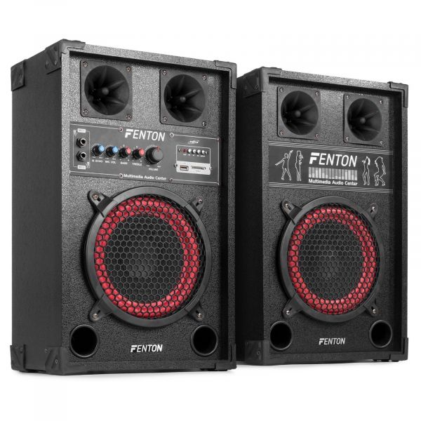 Fenton SPB-10 - Set d'enceintes, 600 W, haut-parleur Bass-reflex, entrées USB et SD