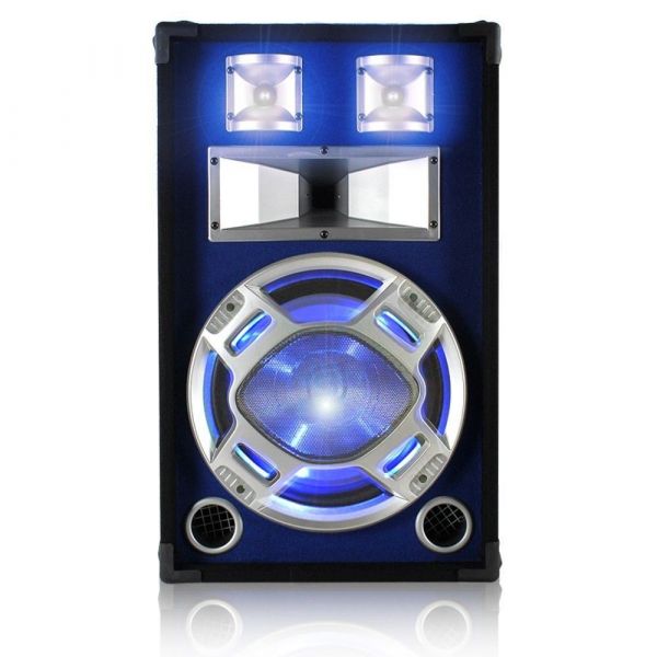 SkyTec Enceinte disco LED -  Puissance de 600W, avec éclairage disco LED, 12 pouces - Bleu