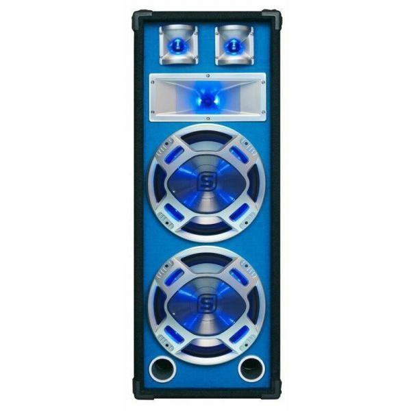 SkyTec Enceinte disco LED -  Puissance de 600W, avec éclairage disco LED, 2 x 8 pouces - Bleu
