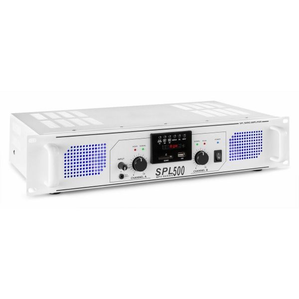 SPL 500MP3 Amplificateur LED bleue + EQ Blanc