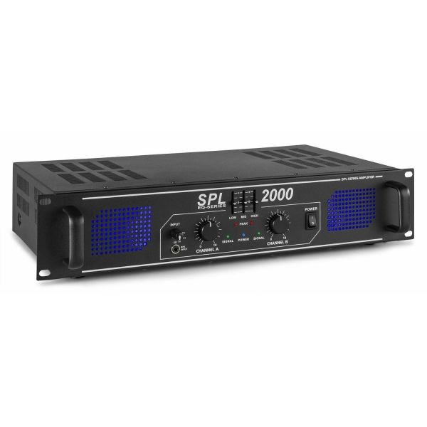 SkyTec SPL 2000 - Amplificateur 2x 1000W, Égaliseur 3 Bandes Intégré, Audio 2.0