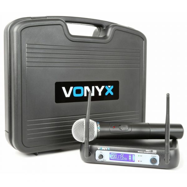 Vonyx WM511 - Système microphone VHF, micro main sans fil, fréquence 200.175 MHz