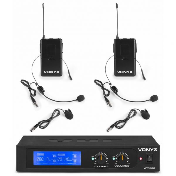 Vonyx WM5522B - Kit oreillette sans fil VHF, livré avec boîtier