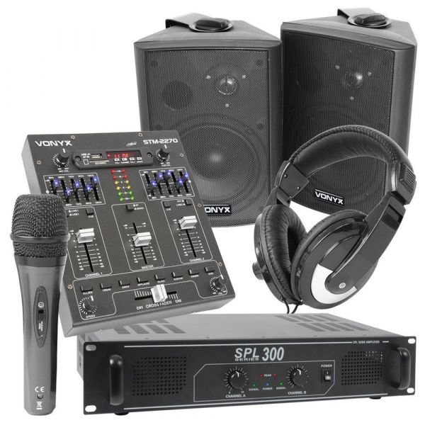 SkyTec Small DJ - Kit Sono DJ - Système de sonorisation avec table de mixage Bluetooth