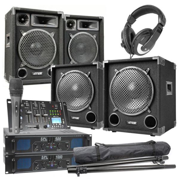 MAX 1012 SET DJ COMPLET 1500W 2.2 AVEC MIXEUR BLUETOOTH