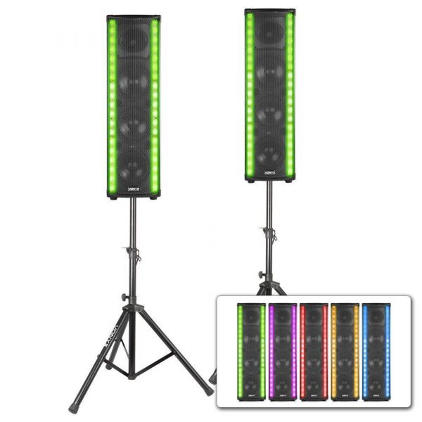 Vonyx LM65 LightMotion Kit Sono DJ Enceinte Bluetooth avec Effet Lumineux LED