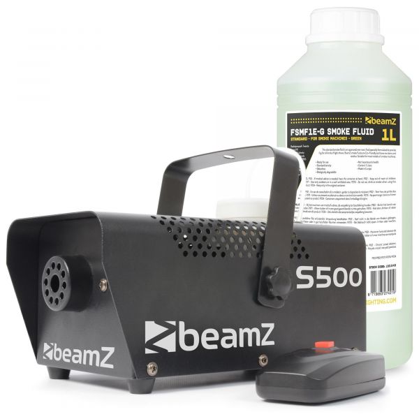 BeamZ S500 Machine à fumée métallique avec un litre de liquide