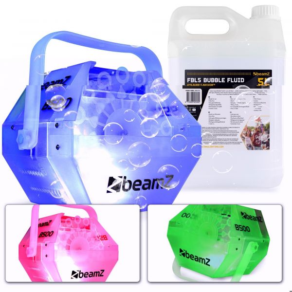BeamZ B500LED - Machine à bulles, LED RGB intégrées + 5L de liquide