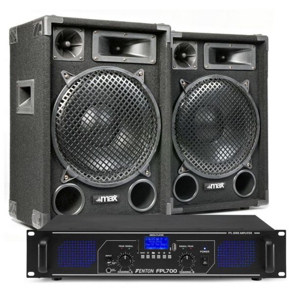 MAX12 Combinaison d'Enceintes DJ et d'Amplificateurs Bluetooth 1400W