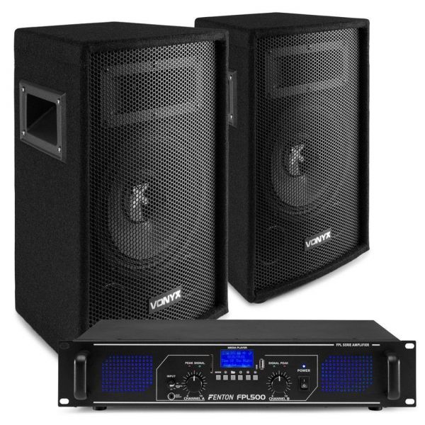 Kit Sono DJ 500W avec 2 Haut-Parleurs SL8 + Amplificateur