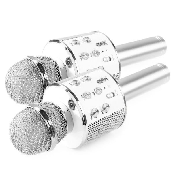MAX KM01 Kit Deux Microphones Karaoké Micro Sans Fil Bluetooth