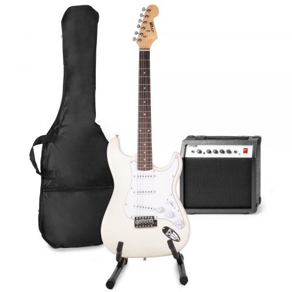 MAX GigKit set de guitare électrique avec support de guitare - Blanc
