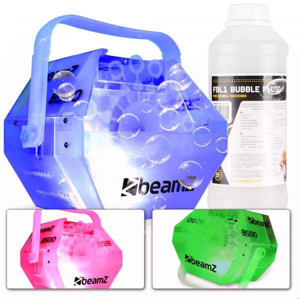 BeamZ B500LED - Machine à bulles, LED RGB intégrées + 1L de liquide