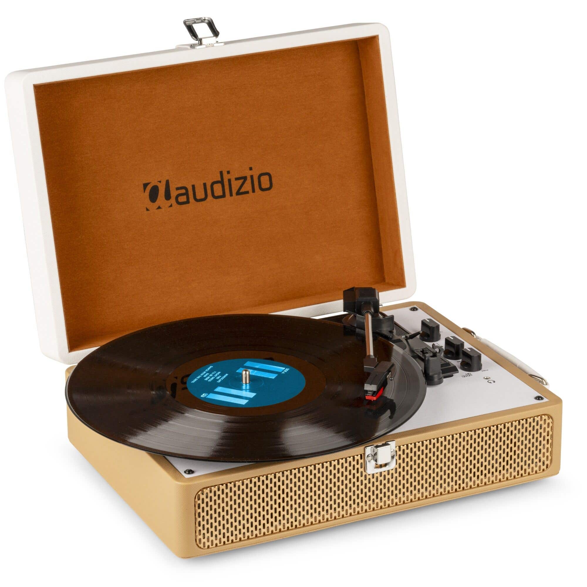 Audizio RP119 - Platine Vinyle Bluetooth Rétro avec Haut-Parleurs - Crème