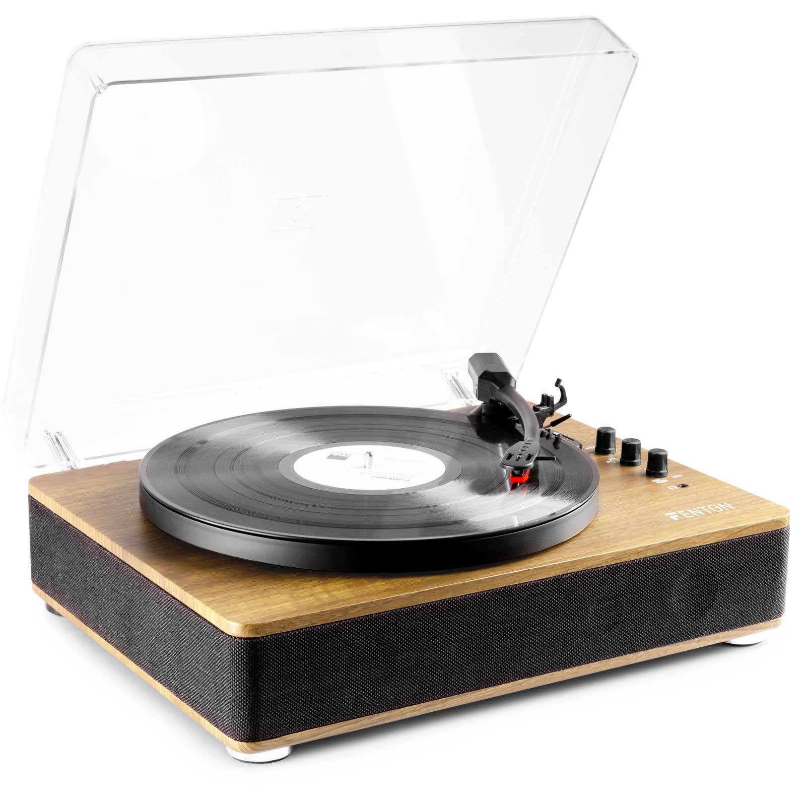Fenton RP162LW Platine Vinyle Bluetooth avec Haut-Parleurs Intégrés - Bois Clair