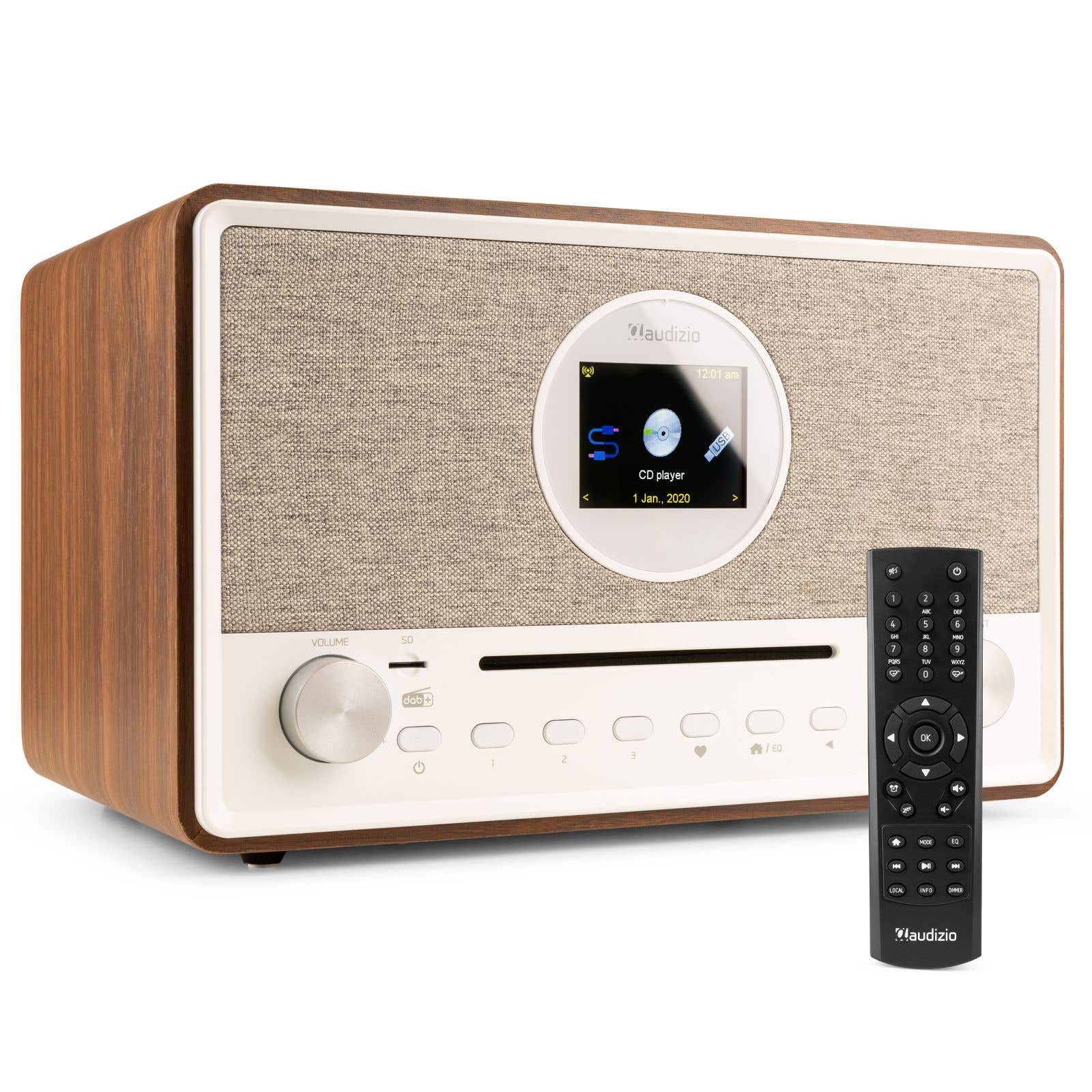 Audizio Lucca Radio DAB+ Internet Wi-Fi 60W - Bois, Écran LCD 2,8"