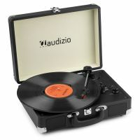 Audizio RP116BK - Platine Vinyle Rétro avec Bluetooth 5.0 IN & OUT, Haut-Parleurs Intégrés - Noire