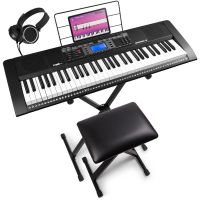 Max Rhapsody61 – Clavier Électronique 61 Touches Pack Complet Débutant - avec Banc, Stand, Micro et Casque