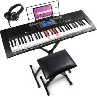 Max Rhapdosy61L - Clavier Électronique avec 61 Touches Lumineuses, Pack Complet Débutant