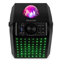 Fenton KAR55B Enceinte Karaoké Enfant Bluetooth avec Façade Lumineuse et Jelly Ball 50 Watts - Noire