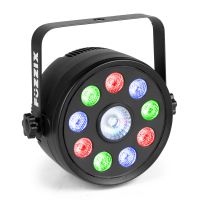 Fuzzix PLF15 Projecteur Party Par RGB DMX - 9 LEDs de 2W et 1 LED 6W avec Télécommande 