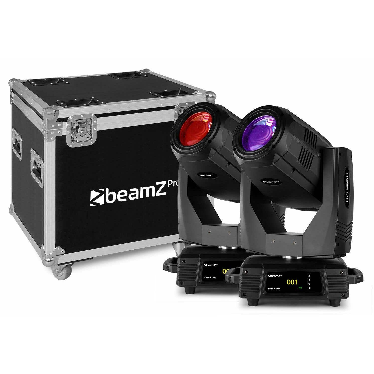 BeamZ Professional Tiger 17R - 2 Lyres beam/spot avec Flightcase, 350W, Mode DMX