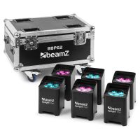 BeamZ BBP62 Pack de 6 Projecteurs PAR Uplight sur Batterie Longue Durée IP65 avec Flightcase