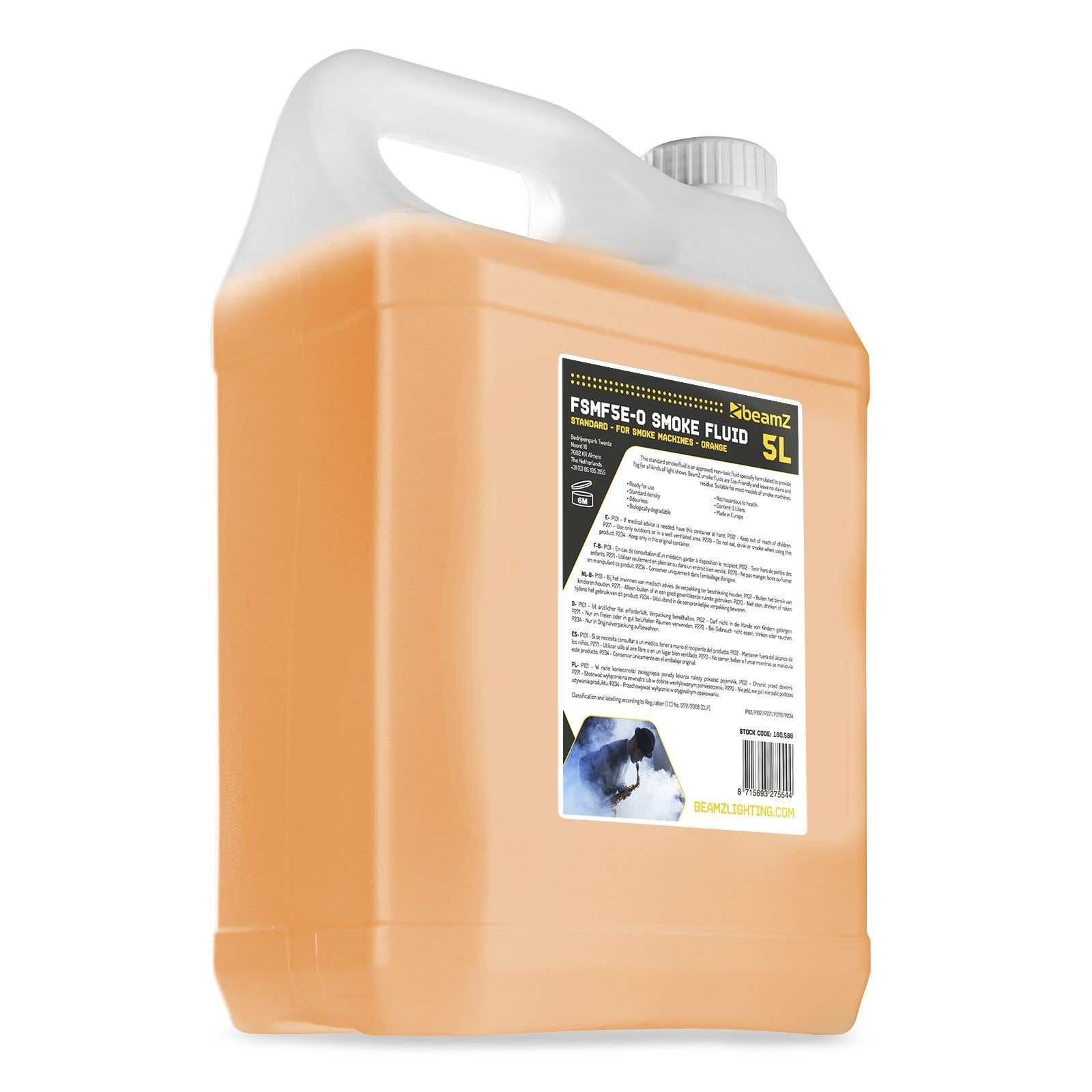 BeamZ FSMF5E-O - Liquide pour Machine à Fumée 5L - Densité Standard