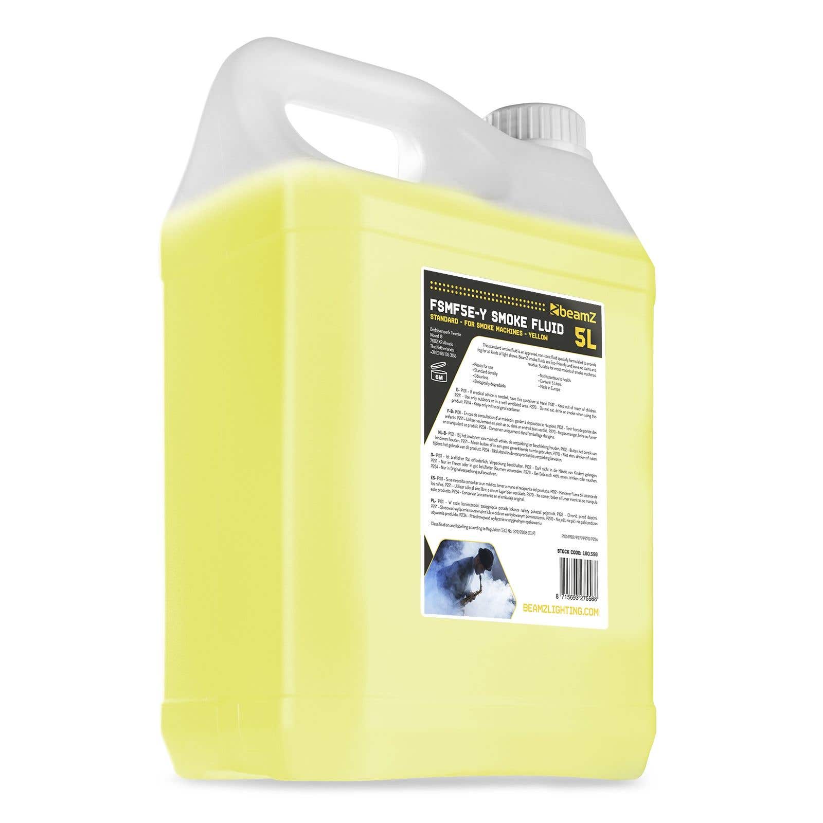 BeamZ FSMF5E-Y - Liquide pour Machine à Fumée 5L - Densité Standard