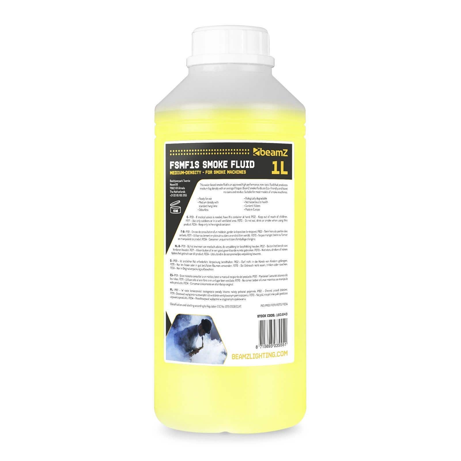 BeamZ FSMF1S - Liquide pour Machine à Fumée 1L - Moyenne Densité